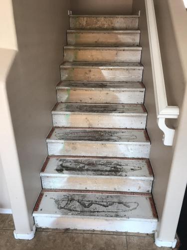 Stairs bare with carpet removed